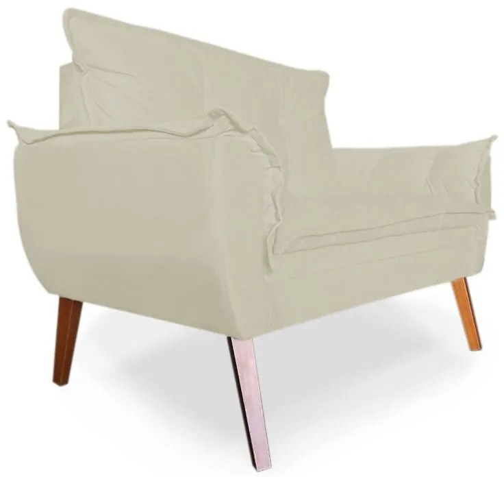 Poltrona Namoradeira Apolo Pés Madeira Suede Bege - Sheep Estofados - Bege