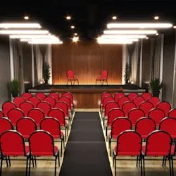 Kit 6 Cadeiras Hoteleiras Auditório Empilhável Linho Z33 Vermelho - Mp