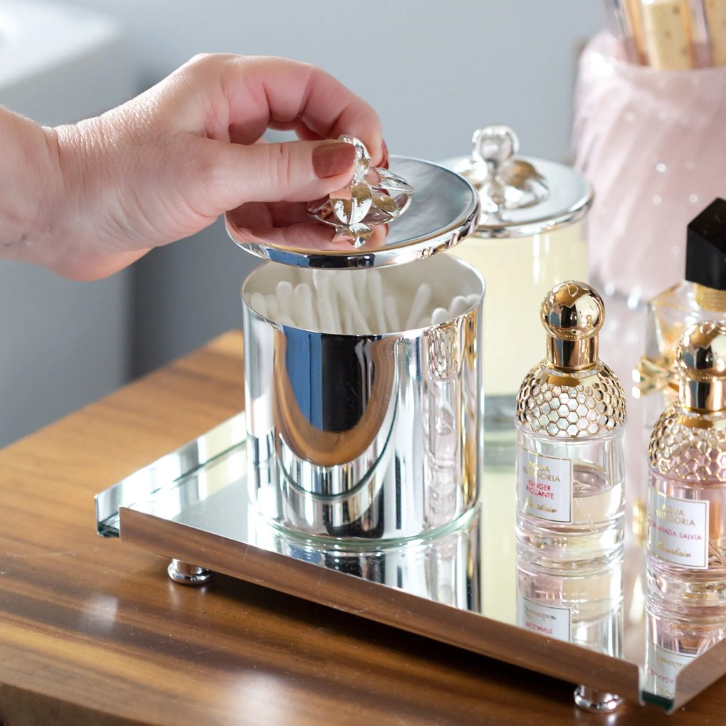 Porta Cotonete Prata P/ Lavabo