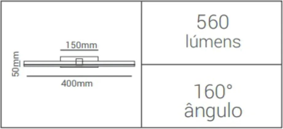 Arandela Aquila 40X15X5Cm Led 8W 3000K Ip44 Branco | Opus Hm 82765