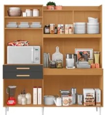 Armário de Cozinha Compacta 182cm Noir Cinamomo/Grafite A15 - Mpozenat