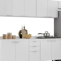 Armário de Cozinha Com Tampo CP06 330cm Pérola Branco Z34 - Mpozen