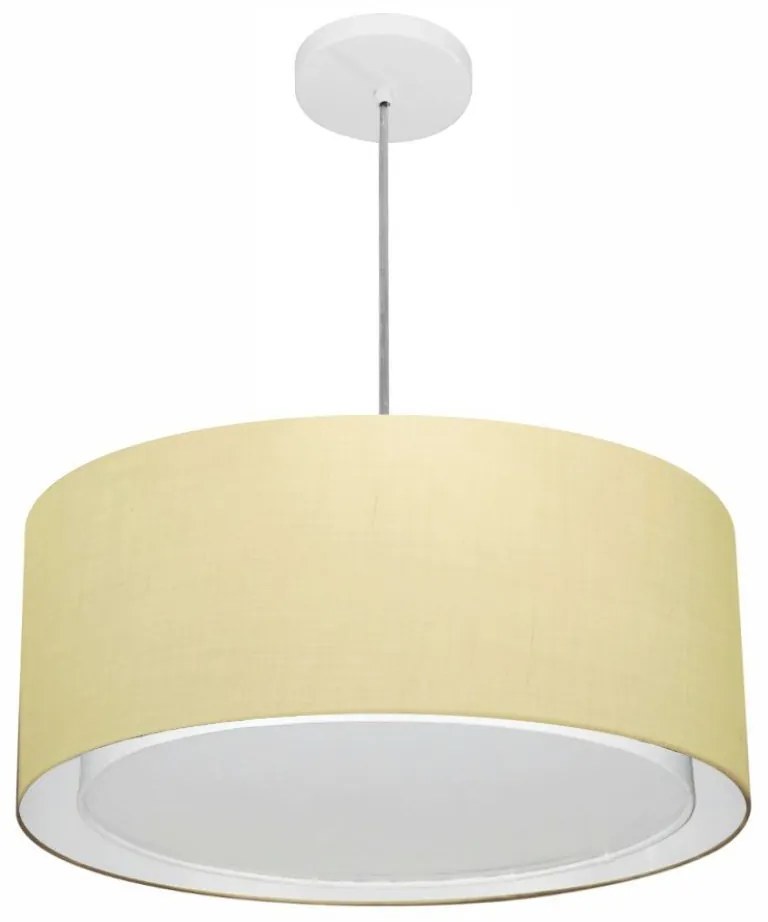 Lustre Pendente Cilíndrico Duplo Md-4294 Cúpula em Tecido 50x25cm Algodão Crú - Bivolt
