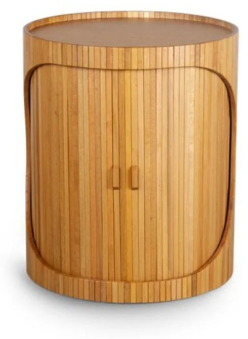 Mini Bar Lateral Yumoa com Portas Redondo Madeira Tauari Estilo Contemporâneo