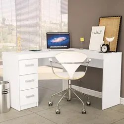 Mesa Para Escritório Escrivaninha 3 Gavetas Fênix Branco - Politorno