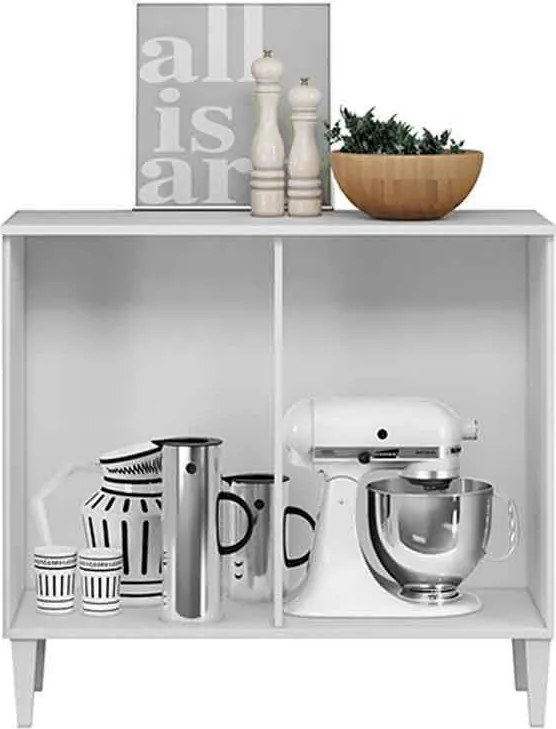 Balcão Cozinha com Tampo 92cm 2 Portas Nicole A09 - D'Rossi - Branco