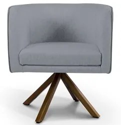 Kit 2 Poltronas Decorativas Base Giromad Madeira Betina C-416 Linho Ci