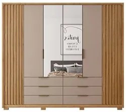 Guarda Roupa Casal Com 2 Espelhos 6 Portas Martin C01 Buriti/Fendi - M