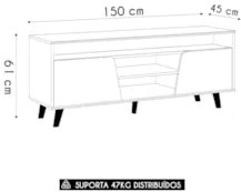 Rack Bancada de TV 60 Pol 150cm Elaine D04 Cedro/Bali - Mpozenato