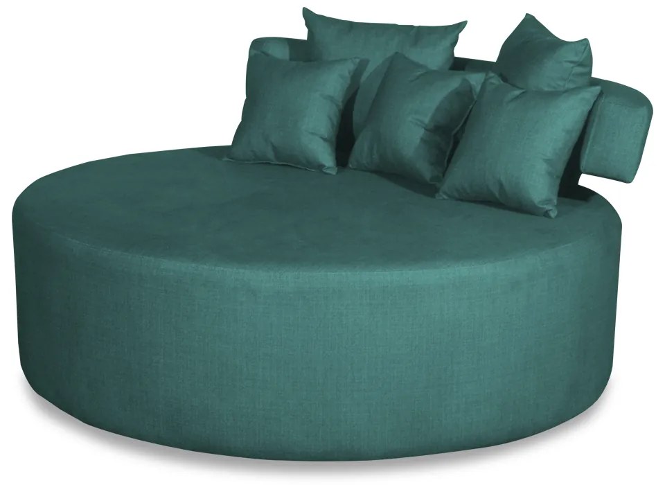 Sofá Chaise Eva Redondo 02 Lugares Suede Azul Tiffany