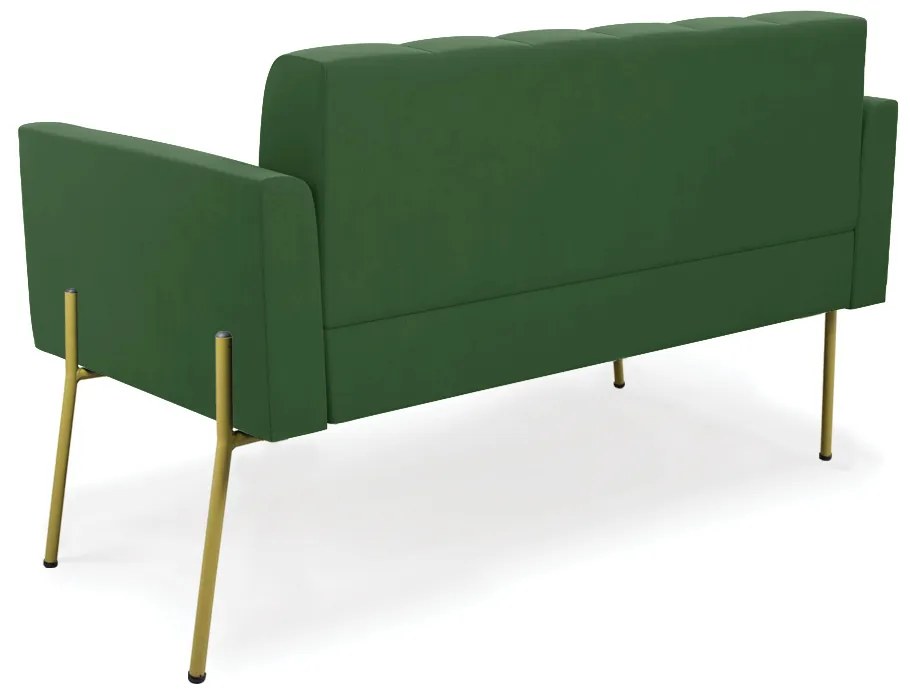 Sofá Namoradeira 2 Lugares Pé de Ferro Dourado Elisa Suede D03 - D'Rossi - Verde