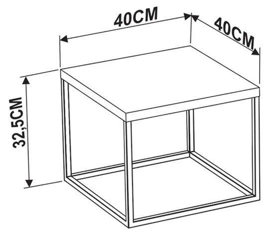 Mesa de Centro Cube Estilo Industrial Vermont Base Metálica Preto 32,5 cm A05 - D'Rossi