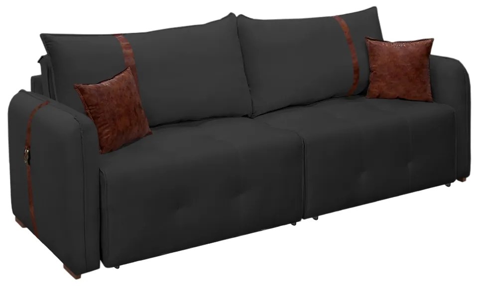 Sofá-Cama 2,30 m Retrátil e Reclinável 2 Lugares Elegance - Veludo Preto