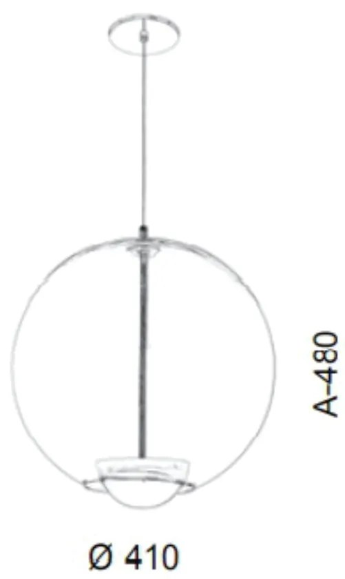 Pendente Globo Led Integrado Ø41X48Cm Metal E Globo Ø41Cm 03 Pci X 5,5... (GRAFITE / COBRE FOSCO, AMBAR)