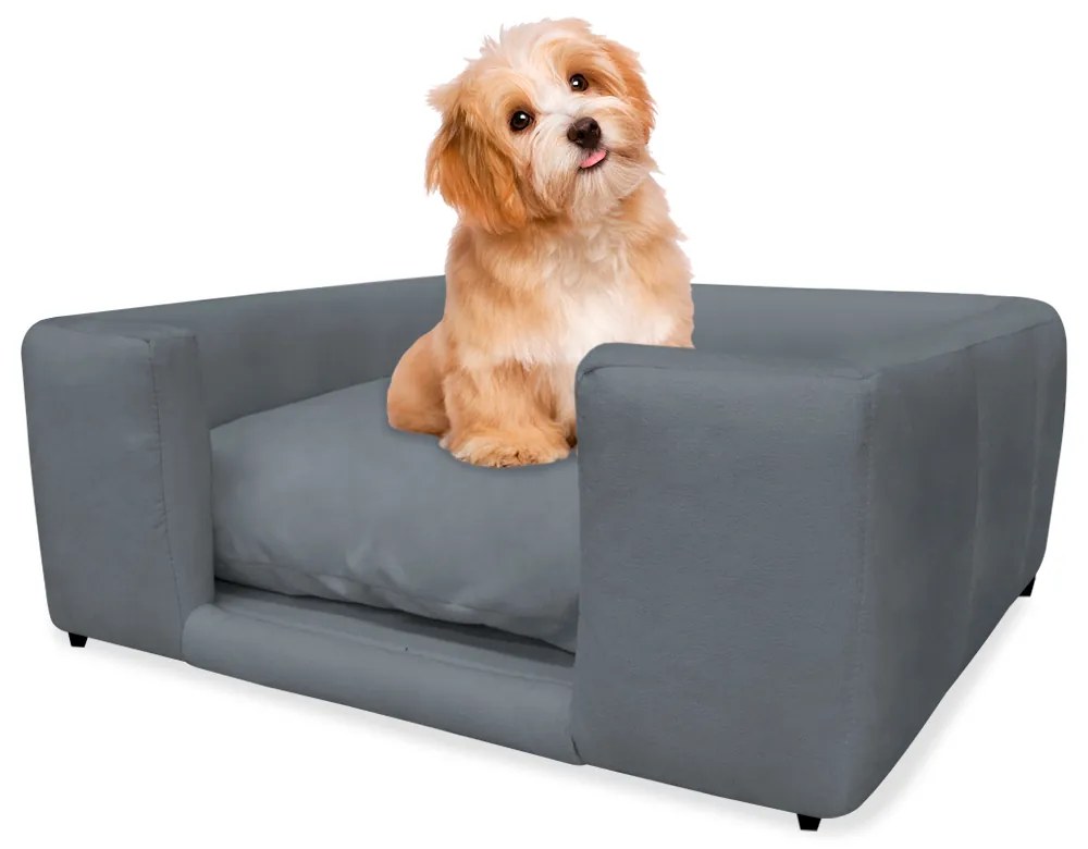 Caminha Cão Cama Pet Lili P/ Cães e Gatos Almofada Lavável Suede Cores - Cinza Grafite