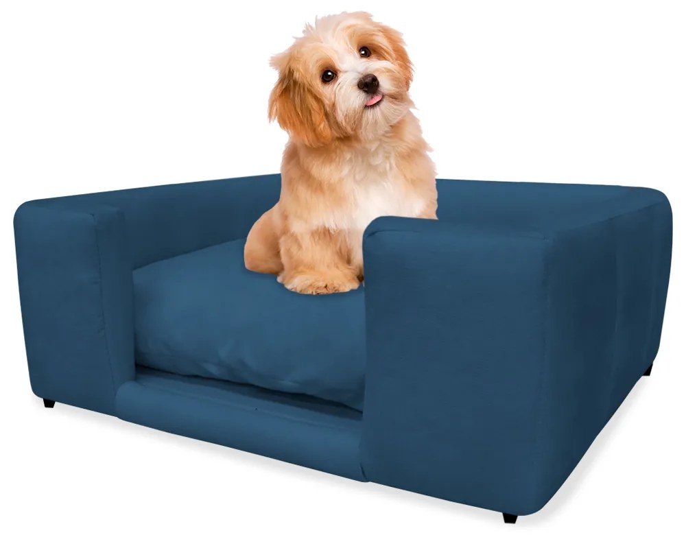 Caminha Cão Cama Pet Lili P/ Cães e Gatos Almofada Lavável Suede Cores - Azul Marinho