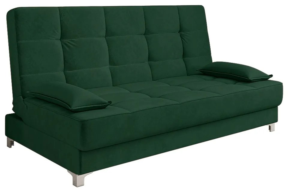 Sofá Cama Equador 193 cm Encosto Reclinável Veludo Pés Plástico Cromado - D'Rossi - Verde Militar