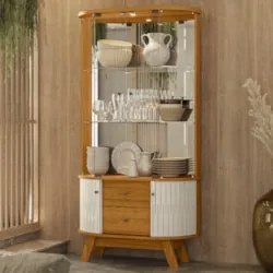 Cristaleira de Vidro Com LED Eva 90cm Z10 Off/Cinamomo - Mpozenato