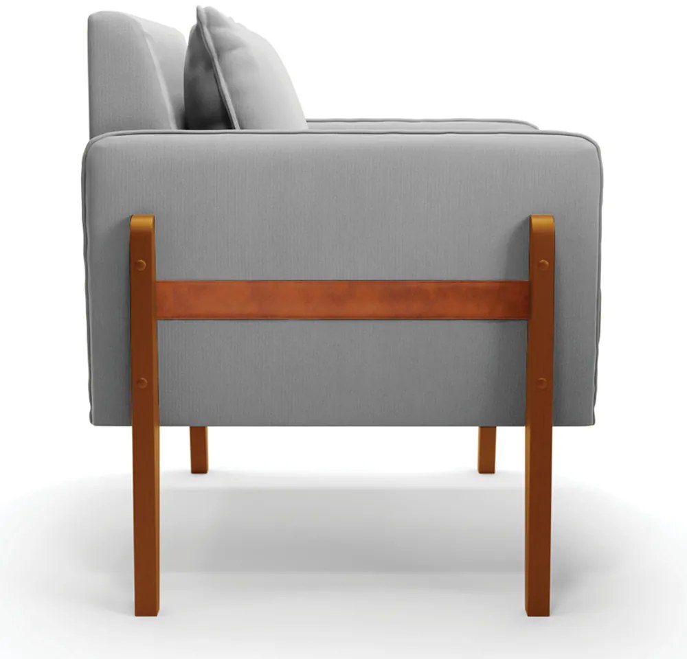 Poltrona Lana Suede Base de Madeira - D'Rossi - Cinza