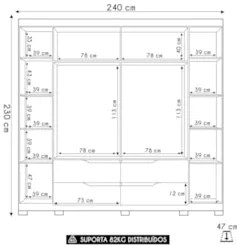 Guarda Roupa Casal 240cm com Espelho Doble Off/Freijó - Albatroz