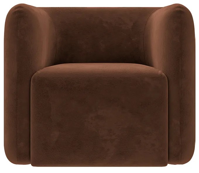 Poltrona Decorativa Sala de Estar Trinidad Base Fixa Veludo Marrom G33 - Gran Belo
