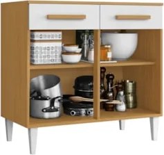 Balcão de Cozinha Com Tampo 91cm Hanna Cinamomo/Branco A15   - Mpozena