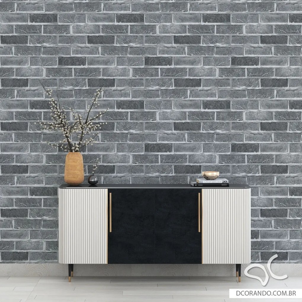 Papel de Parede Tijolo Tons de Cinza