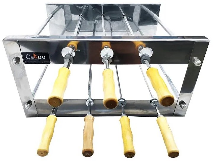 Churrasqueira Inox Rotativa Giratória Duplo 7 Espetos