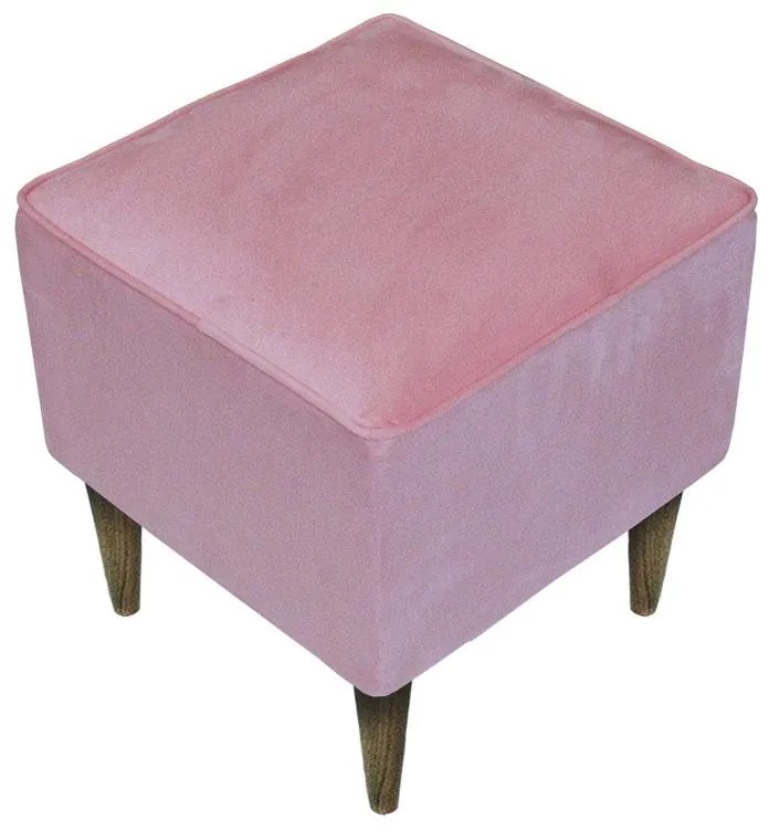 Puff Quadrado Milão Sigma em Suede com Pés Palito - Rosa