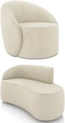 Sofá 2 Lugares 140cm Wendi e Poltrona Steve Veludo Bege I01 - Mpozena