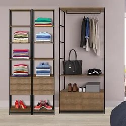 Quarto Modulado Closet 8 Gavetas Estilo Industrial Steel Quadra Vermon