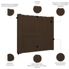 Cabeceira Casal Cama Box 140cm Claire Z04 Boucle Marrom - Mpozenato