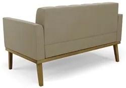 Sofá Namoradeira e 2 Poltronas Base Madeira Castanho Ana Suede Marrom