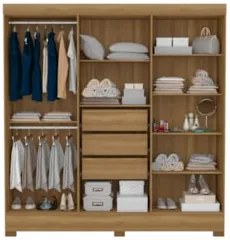 Guarda Roupa Casal 201cm 6 Portas Pratik D02 Amêndola/Off - Mpozenato
