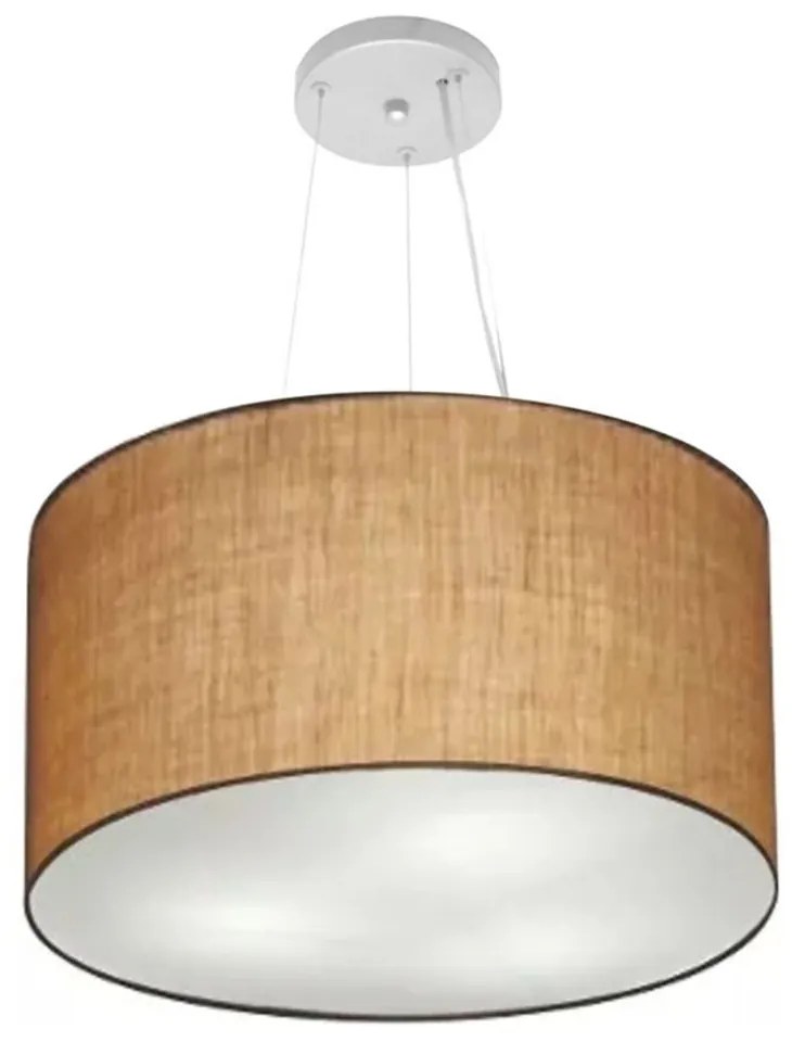 Lustre Pendente Cilíndrico Md-4187 Cúpula em Tecido 45x30cm Palha - Bivolt