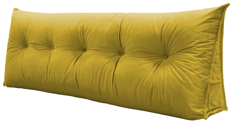 Almofada para Cabeceira Mel 1,95 m King Travesseiro Apoio para Encosto Macia Formato Triângulo Suede Amarelo