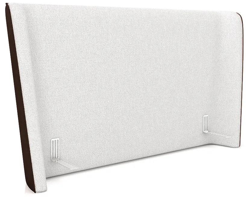 Cabeceira Design para Cama de Casal Torres Pés em Madeira PU/Bouclê Marrom/Off White G91 - Gran Belo