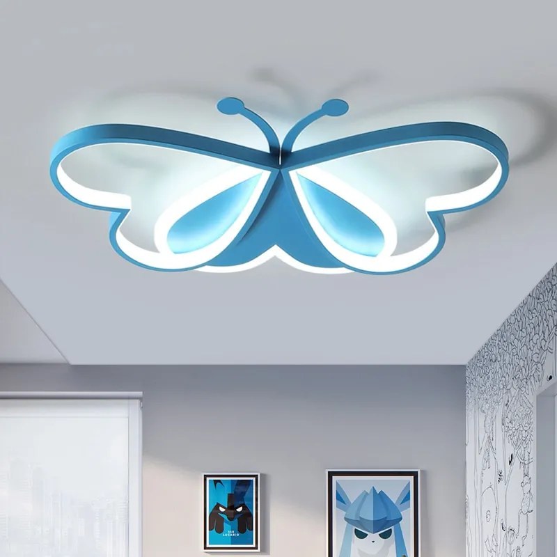 Lustre Infantil borboleta led lustre de teto para crianças quarto lâmpada borboleta pode ser escurecido para crianças 110v/220v winford iluminação - Small Pink - China | Cold White 6000K