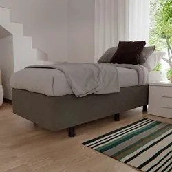 Base Box para Cama Solteiro 88x188cm Liz S05 Suede Bordado Cinza - Mpo