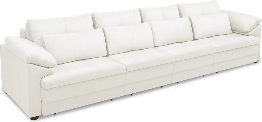 Sofá Retrátil Manual Sala de Estar Nolan Bipartido 414cm Conforto Premium em Couro Branco G58 - Gran Belo