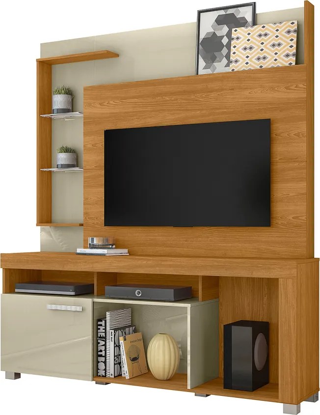 Estante de TV 50 Pol 160cm Sala de Estar Velora Cumaru/Opala M20 - D'Rossi