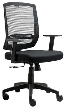 Cadeira de Escritório Giratória New Opus Roal Preta Encosto em Tela Base Nylon Syncron