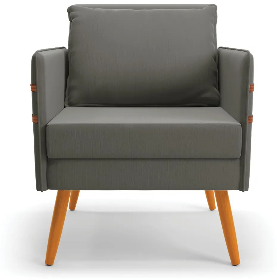 Kit 1 Namoradeira 02 Lugares e 2 Poltronas Mari Suede Grafite Pés Palito Castanho - D'Rossi