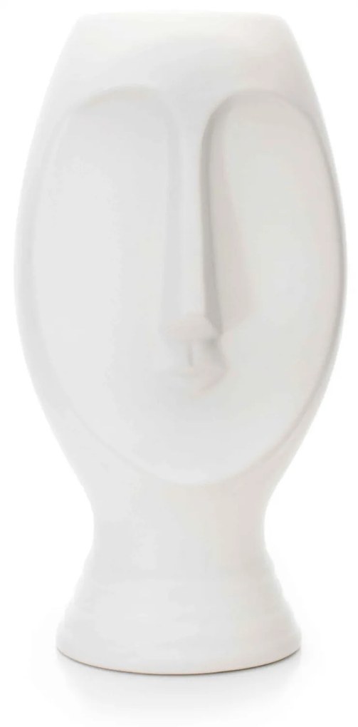 Vaso Decorativo Rosto Em Cerâmica Branco 23,5x11 Cm - D'Rossi