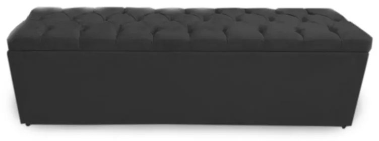 Calçadeira Baú Casal King 195cm Nicole Capitonê Suede Preto - Sheep Estofados - Preto