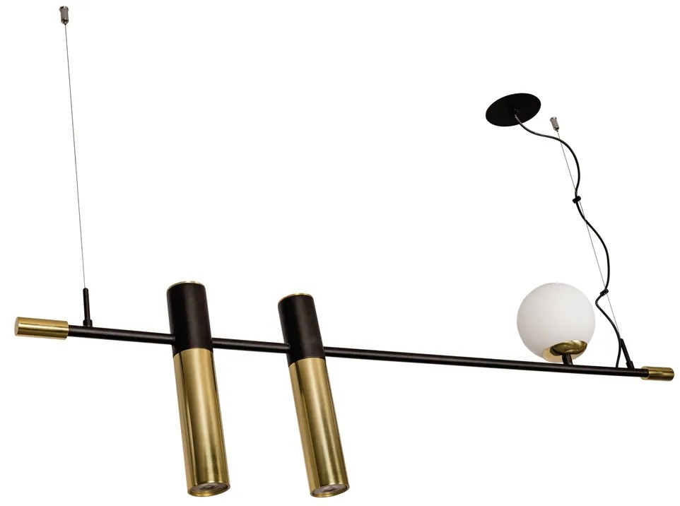 Pendente Vittu 120X30Cm 2Xmr16 Gu10 + 1Xe27 G45 / Cabo Aço Chumbador +... (BT - Branco Texturizado, FOSCO)