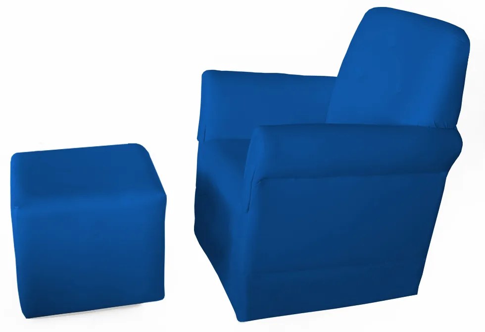 Poltrona Suzi Amamentação Balanço + Puff Suzi Courino Azul Royal
