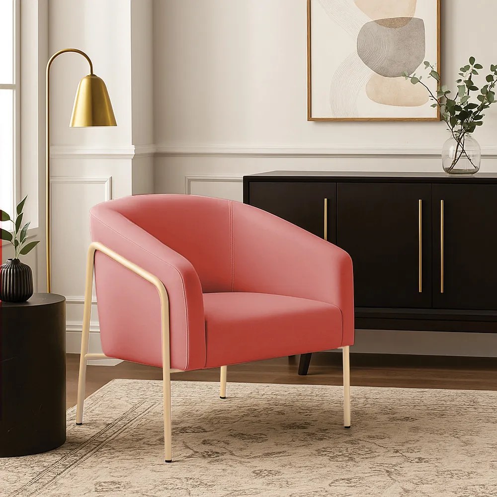 Poltrona Sala Industrial Alta Champanhe Stella Suede D03 - D'Rossi - Rose