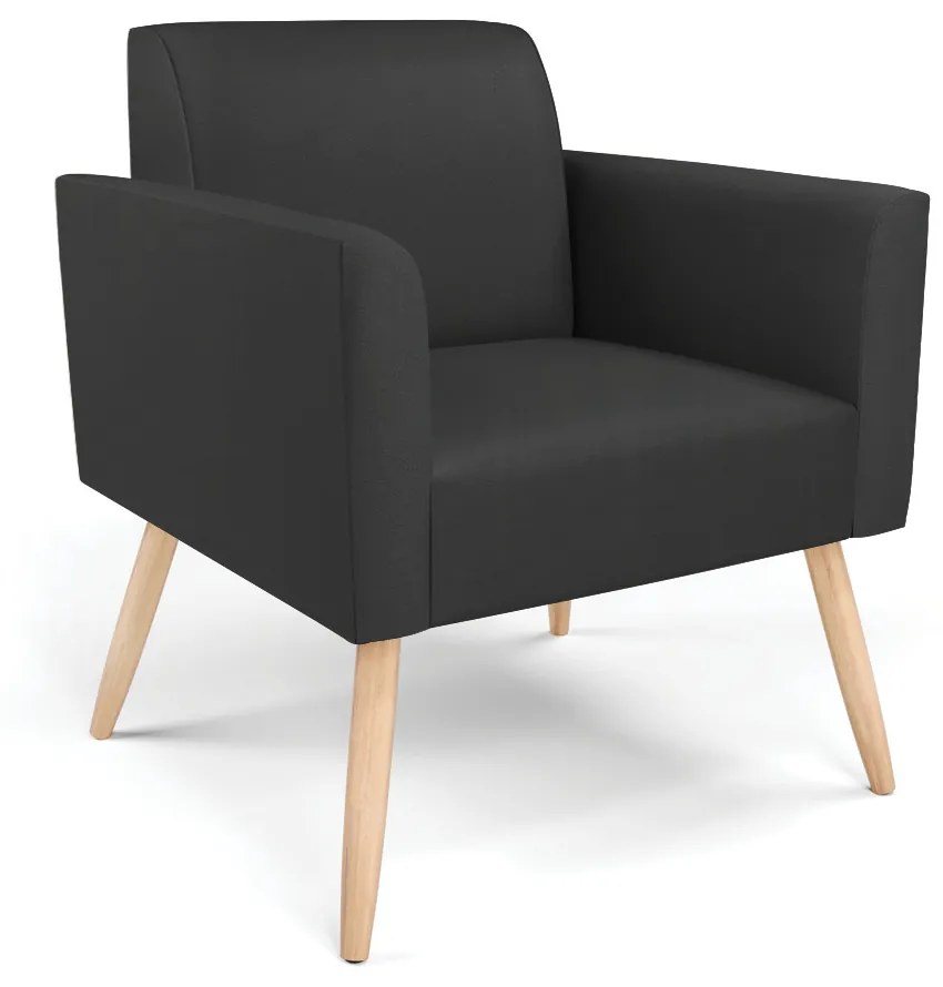 Sofá Namoradeira com 2 Poltronas Pés Palito Natural Marisa Corino D03 - D'Rossi - Preto