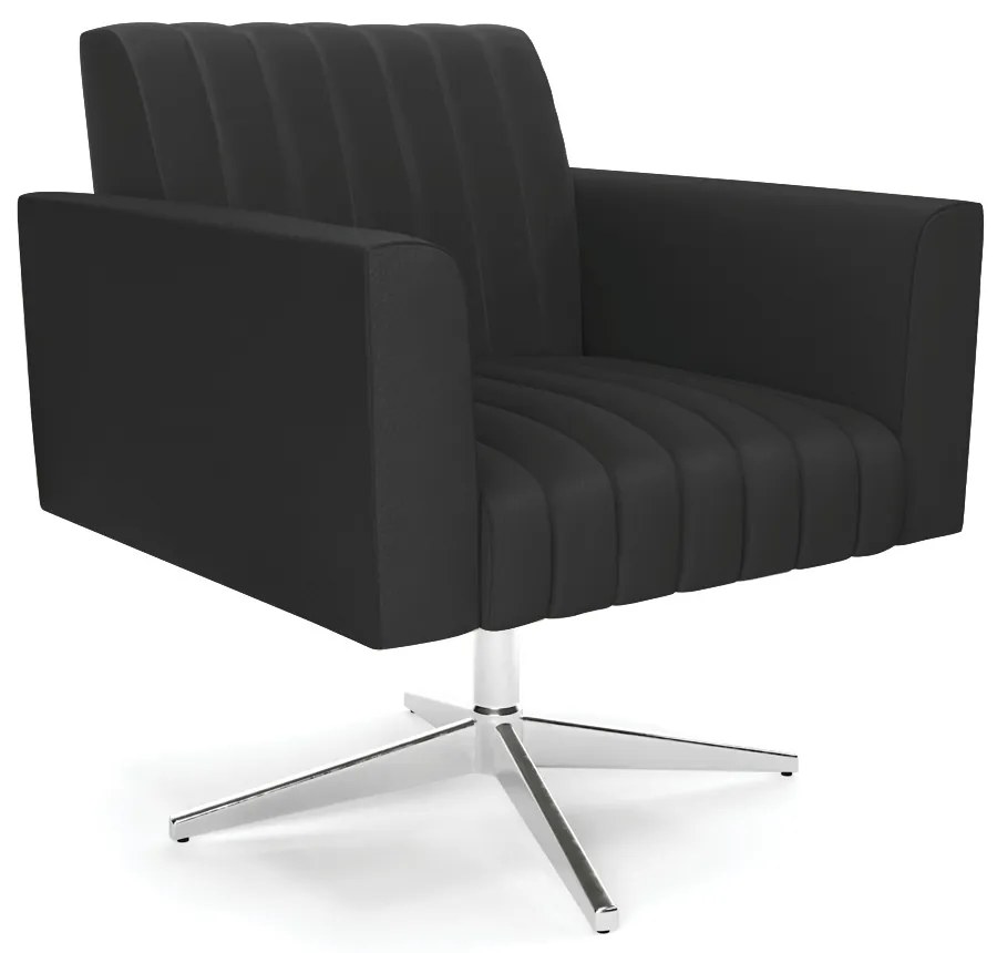 Poltrona Giratória Viena Gomada Corino Base Cromada D03 - D'Rossi - Preto